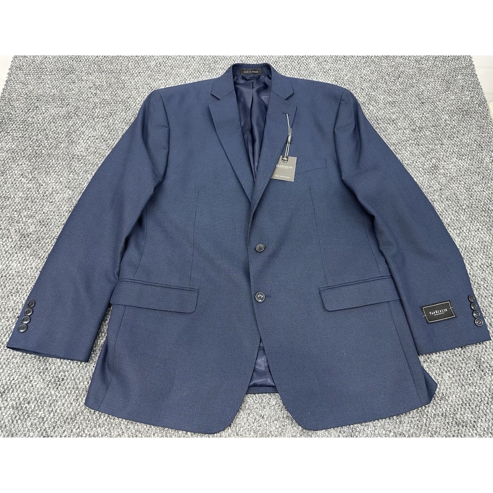 Van Heusen Men's 44R Navy Blue 2 Button Birdseye Blazer Suit Jacket Sport Coat